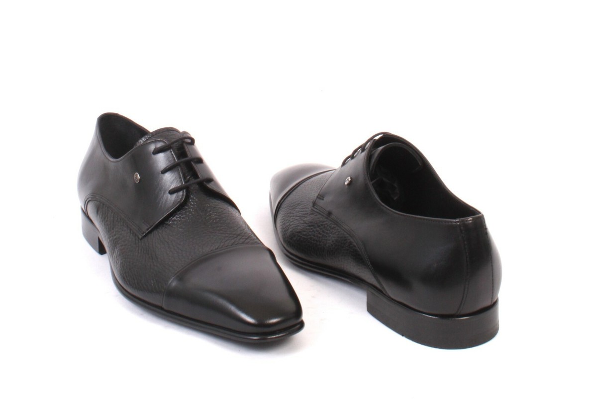 ROBERTO SERPENTINI 63002 Black Leather Lace-Up Classic Shoes 
