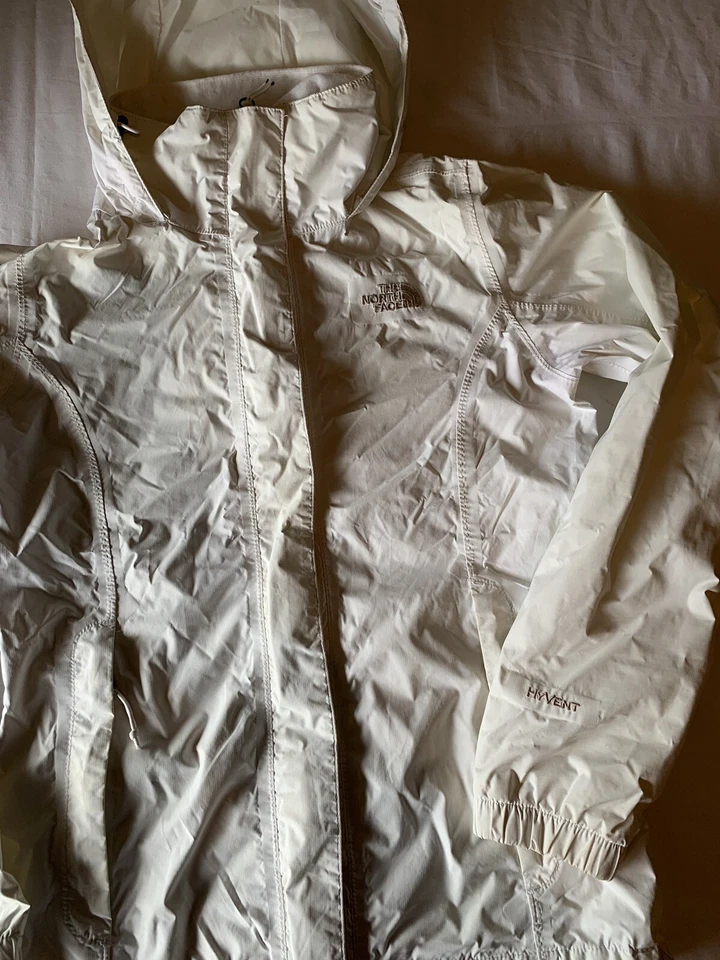 Chaqueta de lluvia cortavientos The North Face Hyvent beige para mujer talla XS Foto 3 de 4