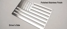 Pair (2) Stainless Steel American Flag Emblems Decal Sticker Polished 3.5"x6"