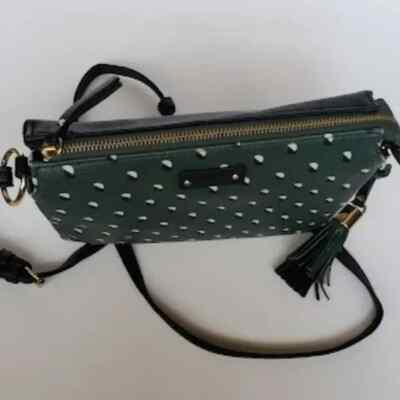 Green Faux Leather Coin Purse Shoulder Strap Hand Bag