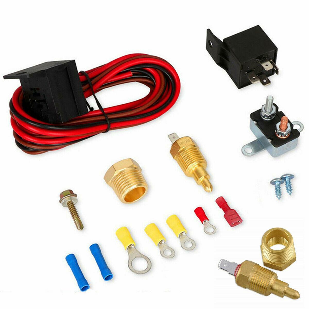 60 Amp Electric Radiator Fan 185 Degree Thermostat Wiring Switch Relay Tools Kit