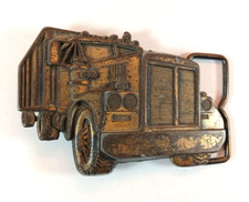 Vintage Bronze 3-D Semi-Truck Collectible Trucker Belt Buckle Marked