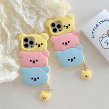 For iPhone16 15 14 Pro Max 13 XR Cartoon Cute 3D Silicone Cover Soft Phone Case