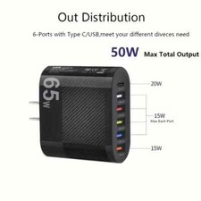 lot of 10 65W 6-Port PD Fast Charger: Quick Charge 3.0 Power Adapter. Z148