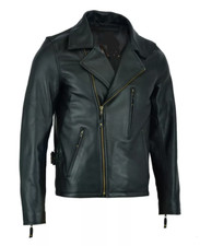 Mens Classic Vintage Genuine Cowhide Biker Leather Jacket