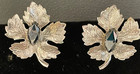 Vintage "SILVERY MAPLE" silver tone Leaf Clip On Earrings 1.5" statement — photo 1