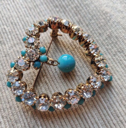 Spilla Cuore Vintage con strass - Foto 6 di 7