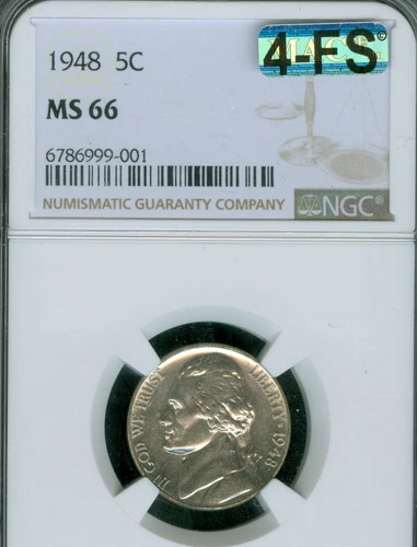 1948 JEFFERSON NICKEL NGC MS66 PQ MAC 4FS FINEST MAC SPOTLESS $600 5FS *