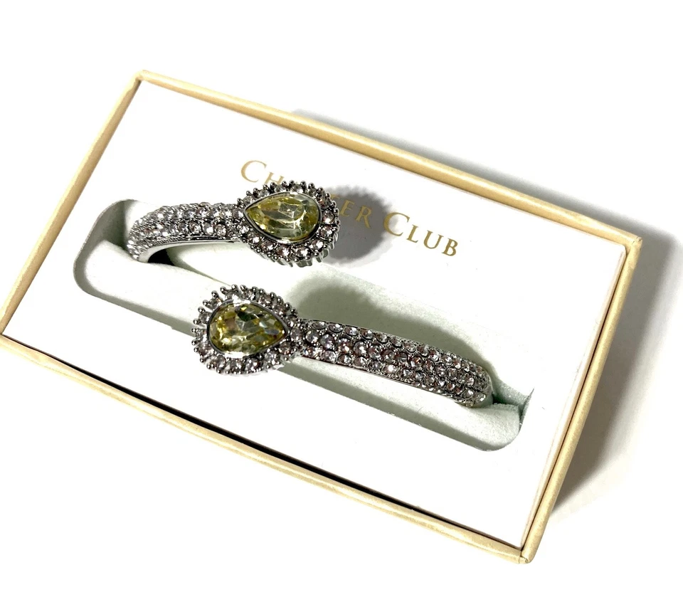 NUEVO BRAZALETE CHARTER CLUB TONO PLATA PAVÉ CRISTAL VERDE BYPASS BRAZALETE 2,5" NUEVO EN CAJA Foto 4 de 4