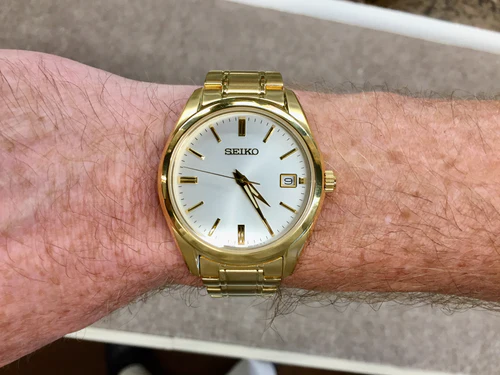 Seiko Men's Quartz White Dial Yellow Gold-Tone Steel