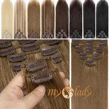 Russian Clip In Remy Real 100% Human Hair Extensions Full Head 8PCS Weft 18"20"