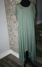 H by Halston Womens Sage Green Short Sleeve Hi Low Hem Maxi Dress SZ XLP