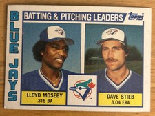 1984 Topps Blue Jays Batting & Pitching Leaders Lloyd Moseby Dave Stieb #606 VG