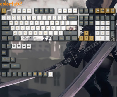 Game NieR:Automata PBT 128 Keys Full Set Dye-sub Keycaps for Cherry MX Keyboard