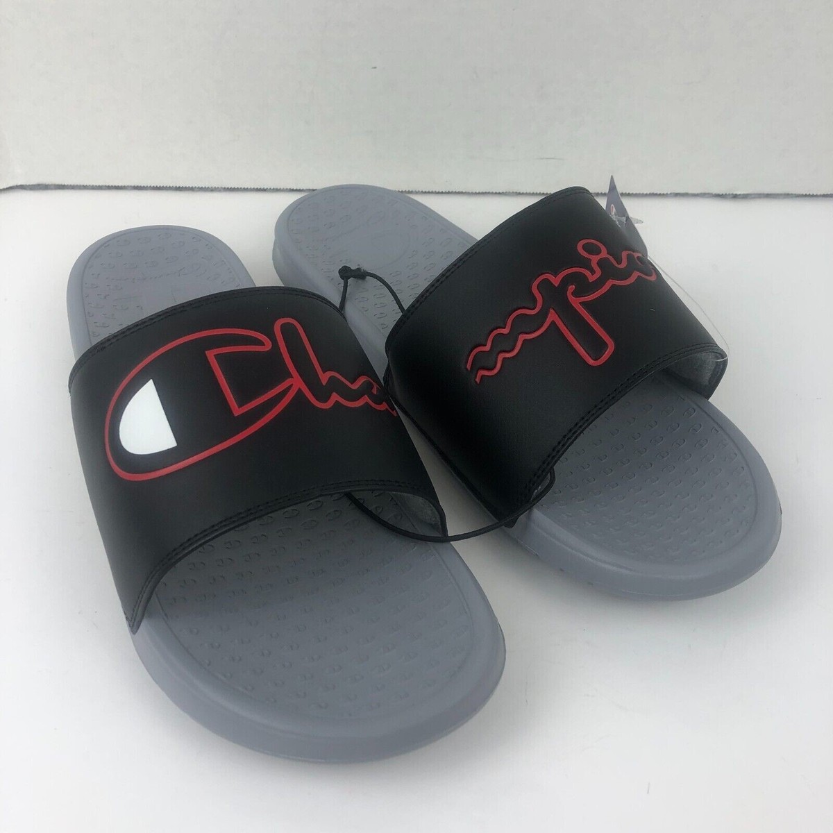 Champion Super Slide Split Script Logo Black Red Sandals Champion Men main image 3