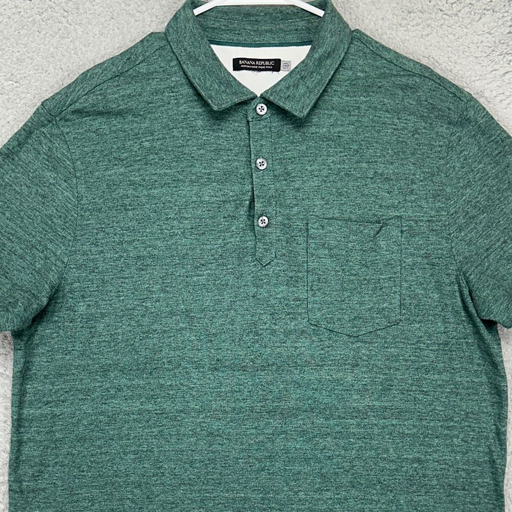 Banana Republic Performance Pique Polo Shirt Mens XL Dark Green Stretch  Rugby