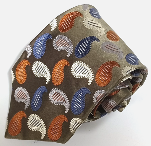 Roberto Villini Collezione X Long Mens Tie Paisley Silk Necktie 62" L x 4" W