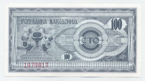 Macedonia 100 Denar 1992 Pick 4.a UNC uncirculated banknote - Picture 1 of 2