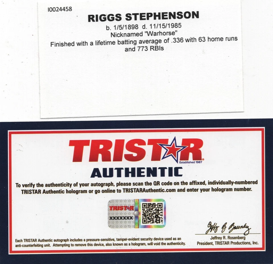 Foto Autenticada Riggs Stephenson 8x10 Tri-Star Autografiada Foto 2 de 2