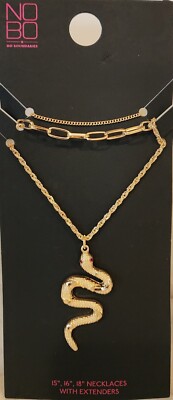 No Boundaries Fashion Necklace Trio W/ Snake Pendant W