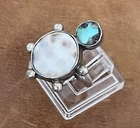 Vintage Native Zuni Turtle Turquoise & Shell Sterling Silver Ring Size 5.5