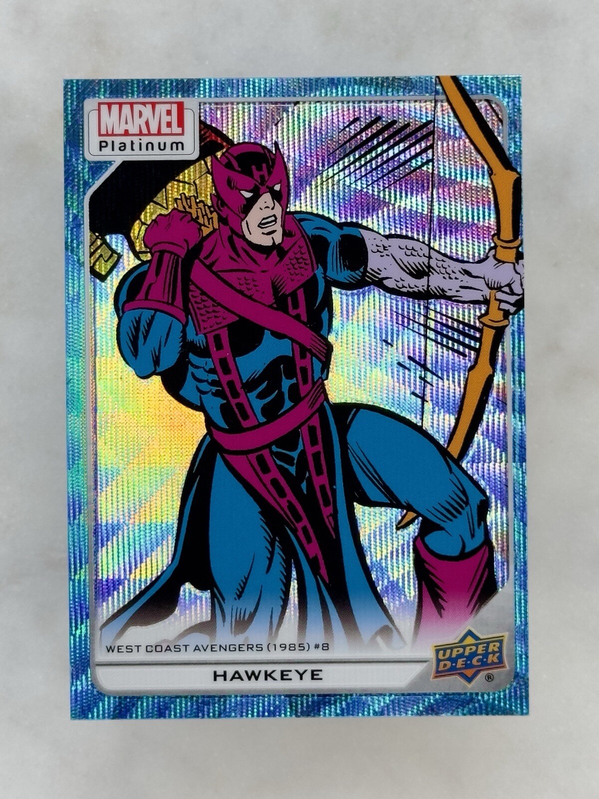 2023 Upper Deck Marvel Platinum High Series Blue Surge Hawkeye #105