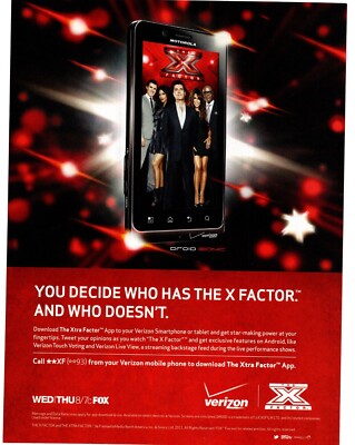PTP79 WERBUNG 11 X 8'' DIE X-FAKTOR TV-SHOW GEFÖRDERT VON MOTOROLA
