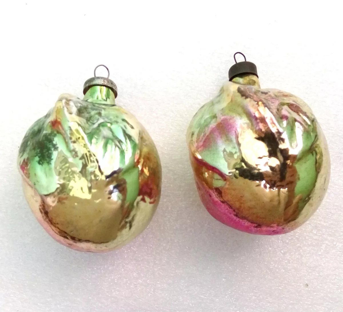 2 Old Vintage Glass Ukrainian Xmas Christmas Ornaments Tree ...