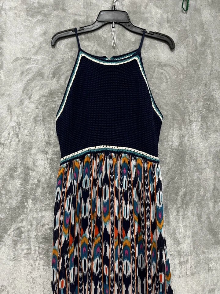 Maxi Vestido Xhilaration XL Crochet Azul Suroeste Sin Mangas Boho Solero Foto 2 de 4