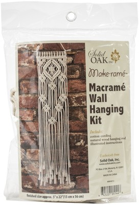 Solid Oak Macrame Wall Hanging Kit-Lacy Squares