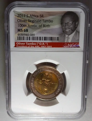 2017 South Africa 5 Rand - NGC MS68 Oliver Reginald Tambo 100th Anniv. Of Birth
