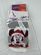 NWT The Wonderful World Of Disney Minnie Christmas Socks Shoe Size 4-10.5