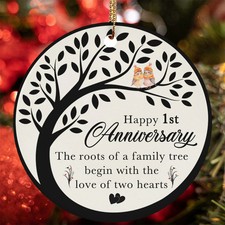 1st Anniversary Ornament Cute Bird Love Tree Of Life Art 1 Year Christmas Gift