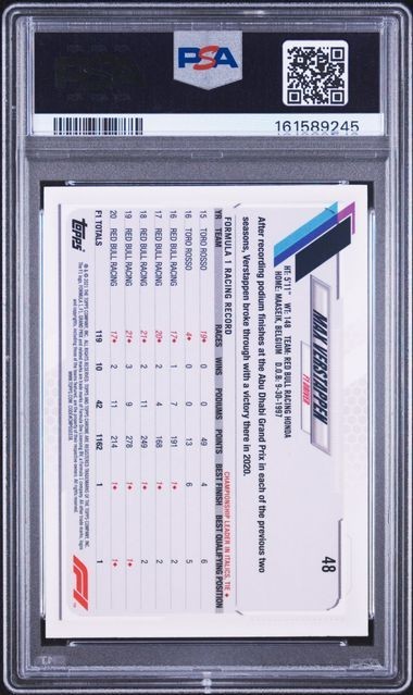 Max Verstappen 2021 Topps Chrome F1 SAPPHIRE EDITION #48 PSA 10 GEM MT view 2