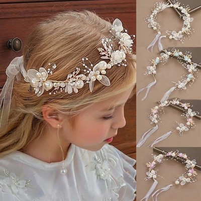Princess Hair Accessory One Fairy Imitation Pearl Sweet Flower Wreath Headband f