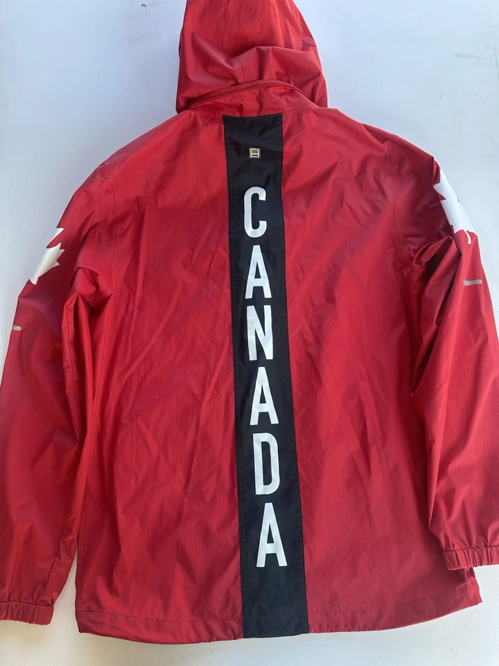 Canada Olympic Team Jacket Mens Medium Red Maple Leaf Hudson’s Bay Windbreaker - Image 2 of 4