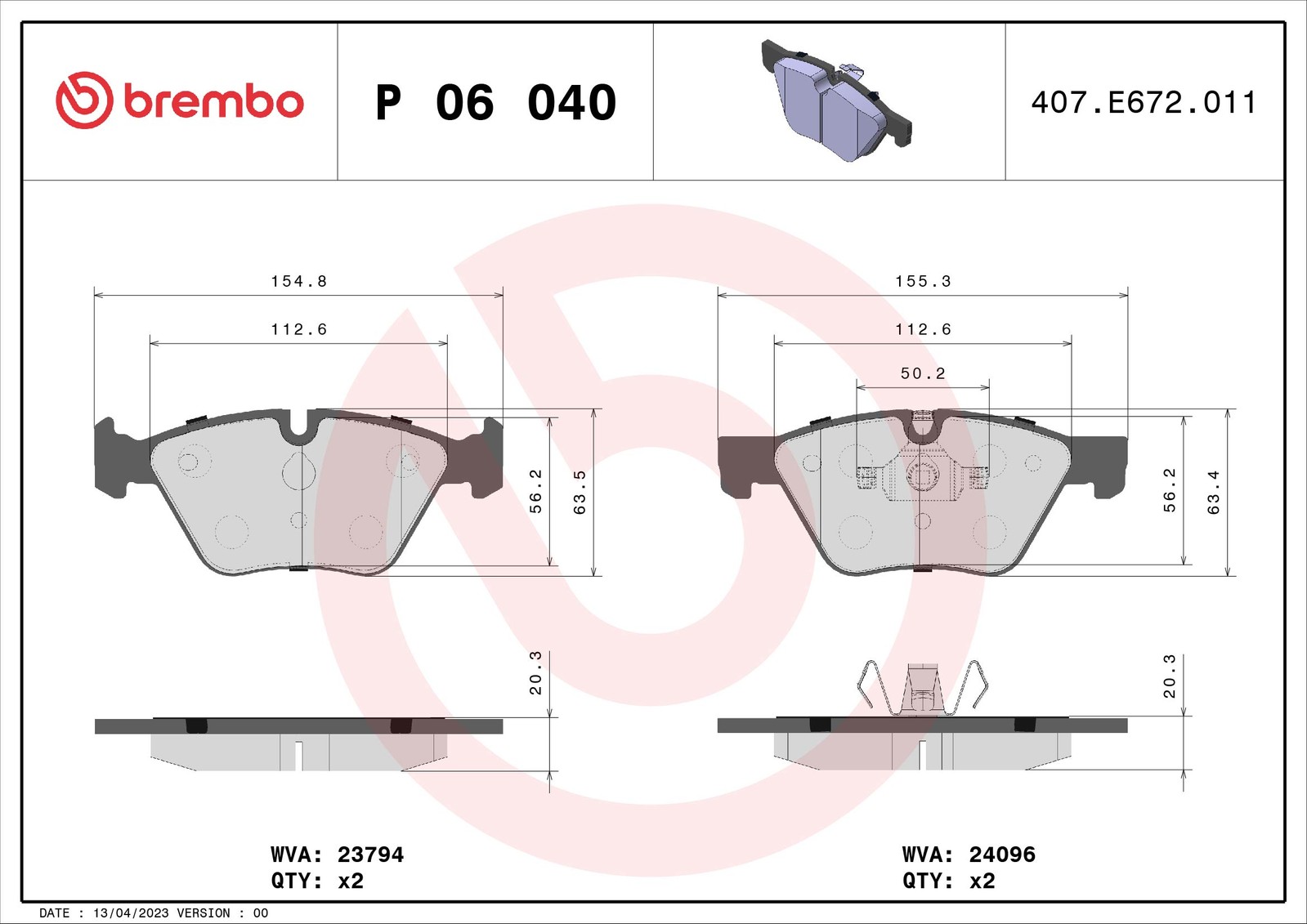 Fits BREMBO KLOCKI SZCZEKI CYLINDERKI P 06 040X BRAKE PADS FRONT XTRA - Image 15