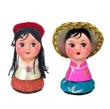2 Vintage Dolls 3" Colorful Clothing Tassel Dolls? No Tassels