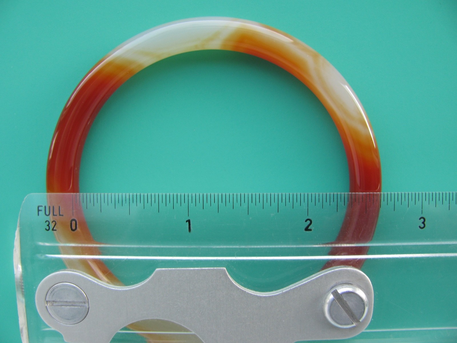 Solid Stone Agate Bangle Bracelet Translucent Red… - image 11