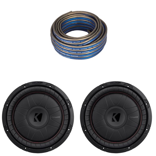 Kicker (2) 52CVT12 CompVT 12-Inch (300mm) Subwoofers, 2-Ohm w/ Speaker Wire B...