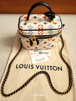 EUC Louis Vuitton Game On Vanity PM White Heart Monogram Shoulder Bag Receipt