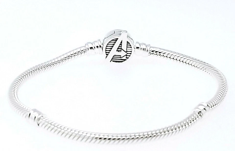 Usado Una Vez Pandora Marvel Vengadores Logo Cierre Serpiente Cadena Pulsera 590784C00 20cm Foto 2 de 2