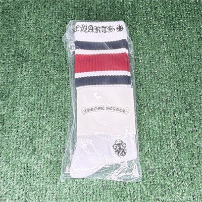 Chrome Hearts Striped Multi-Color Socks White Red Black Fashion Accessory