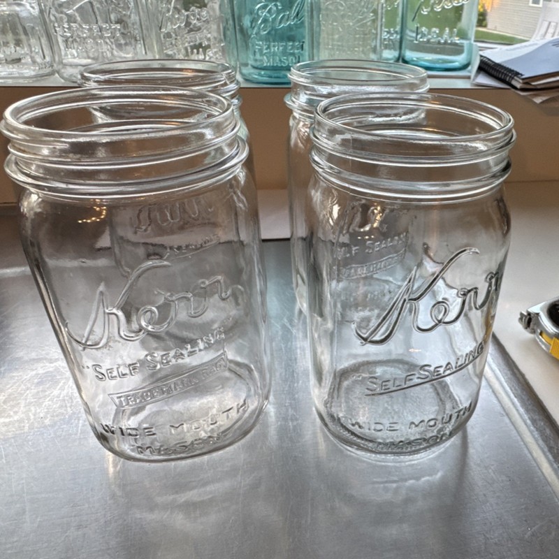 Kerr Self-Sealing Wide Mouth Mason Glass Jars Set of 4 Clear