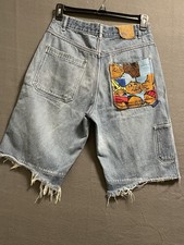 FUBU Platinum Men 34W Fat Albert Cutoff Shorts Vintage 90s Hip Hop Baggy Y2K