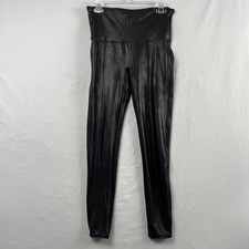 Spanx Faux Leather Pants Leggings Size XL Black Compression Biker Shaping Edgy