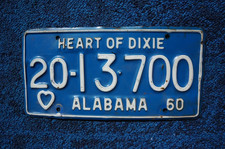 1960 Alabama License Plate