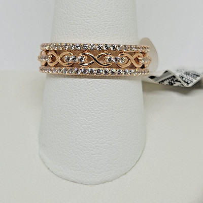 JTV Bella Luce 18k Rotgold Sterlingsilber Ewigkeits-Gliederring Bandring ~ 10