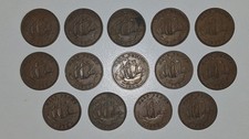 Set of 14 x Half Penny King George VI British Bronze Coins 1937-1938