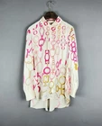 HERZENS ANGELEGENHEIT Multicolor Designer Chain Print Silk Blouse Shirt Size 34